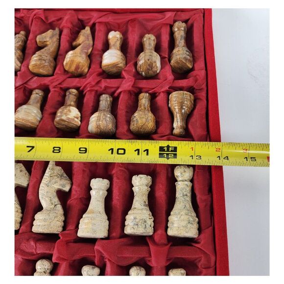 Marble Chess Pieces with storage tray Stone Chess pieces Only Coral & Red Gift - Picture 8 of 11